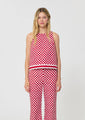 Tara Jarmon Top Tiffany red checkered pattern linen