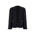 Edward Achour Ruffle-Edge Textured Jacket with Ring Detail