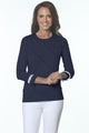 J'Envie Navy and White Fringe Knit Top