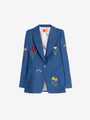 BLUE JACKET WITH EMBROIDERED FLOWERS
