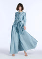 EMILY SHALANT TAFFETA PRINCESS GOWN WITH CRYSTAL BOW LIGHT BLUE