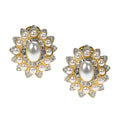 Kenneth Jay Lane Pearl Cabochon Clip Earrings