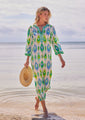 BELLA TU IKAT CAFTAN IN TURQUOISE