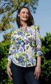 Dizzie Lizzie 3/4 Sleeve Shirt Blue and Green Hydrangeas