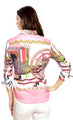 Dizzy Lizzie 3/4 Sleeve Blouse Pink Coach Print