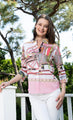Dizzy Lizzie 3/4 Sleeve Blouse Pink Coach Print