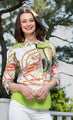 Dizzie Lizzie 3/4 Sleeve Blouse Green Coach Print