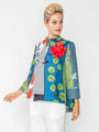 IC Collection Asian Inspired Asymmetric Jacket W/ Rose Pin