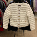 Collarless Down Jacket with Love Stud - Off White