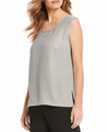 Caroline Rose Soft Satin Silver Tank 50% Off Original $160-Sale $80