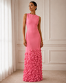 Catherine Regehr Jewel Neck Arak Sheath with Cube Hem
