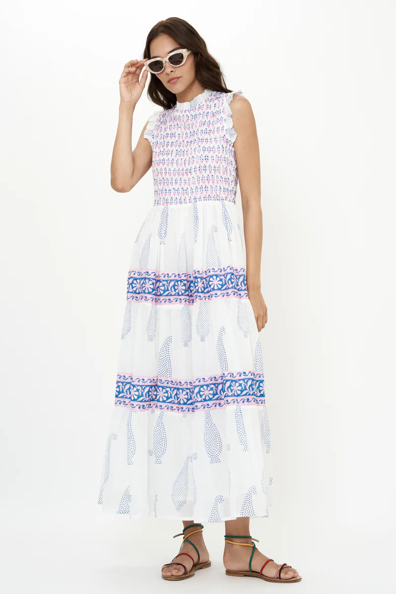 oliphant smocked maxi dress Sleeveless Smocked Maxi- Aptos Blue-50%Off-Original $340 – Shop Cindy Halle