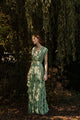 Catherine Regehr V Neck Naeem Gown with Wave Skirt