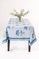 Blue Hydrangea Blockprint Tablecloth - 60x90 Size
