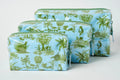 Toile Makeup Bag - Blue - Large