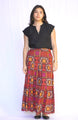 Block Printed Tiered Cotton Skirt Black Red