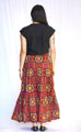 Block Printed Tiered Cotton Skirt Black Red