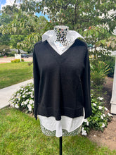 Load image into Gallery viewer, Cashmere Sweater with Collard Shirt Detail
