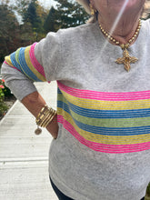 Load image into Gallery viewer, Cashmere Rainbow Striped Crewneck
