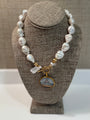 Freshwater Baroque PearLIsa Taylor l Necklace with 19th Century Antique Grand Tour, Imperial Mughal Procession Painted on Ivory