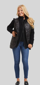 Black Quilted Combo Knit Jacket