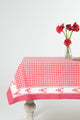 Lobster Red Gingham Blockprint Tablecloth - 70x120 Size