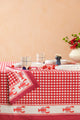 Lobster Red Gingham Blockprint Napkins, Set of 4