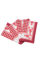Lobster Red Gingham Blockprint Napkins, Set of 4
