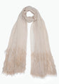 Monte Carlo Beige Cashmere Pashmina Scarf Beige Ostrich Feathers & Sequin