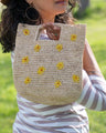 Mini ConCon Daisy Flowers Crochet Petite Straw Basket Handbag