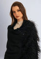 Monte Carlo Black Cashmere Pashmina Scarf Black Ostrich Feathers & Sequin