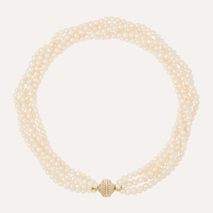 White Freshwater Pearl 5mm Multi-Strand Necklace