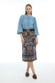 Patty Kim Camille Knit Skirt Navy Jacquard