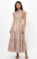 Oliphant Ruffle Collar Button Maxi- Montenegro Coral