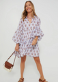 Oliphant Lavender Atherton Balloon Sleeve Short Dress