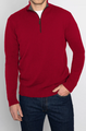 KINROSS SUEDE TRIM QTR ZIP MOCK IN CRIMSON