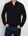 KINROSS SUEDE TRIM RIB QTR ZIP MOCK IN BLACK