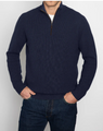 KINROSS SUEDE TRIM RIB QTR ZIP MOCK IN NAVY