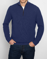 KINROSS SUEDE TRIM RIB QTR ZIP MOCK IN MIDNIGHT