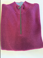 KINROSS SUEDE TRIM RIB QTR ZIP MOCK IN AUBERGINE