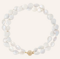 White Freshwater Coin Pearl 14mm Double Strand Necklace