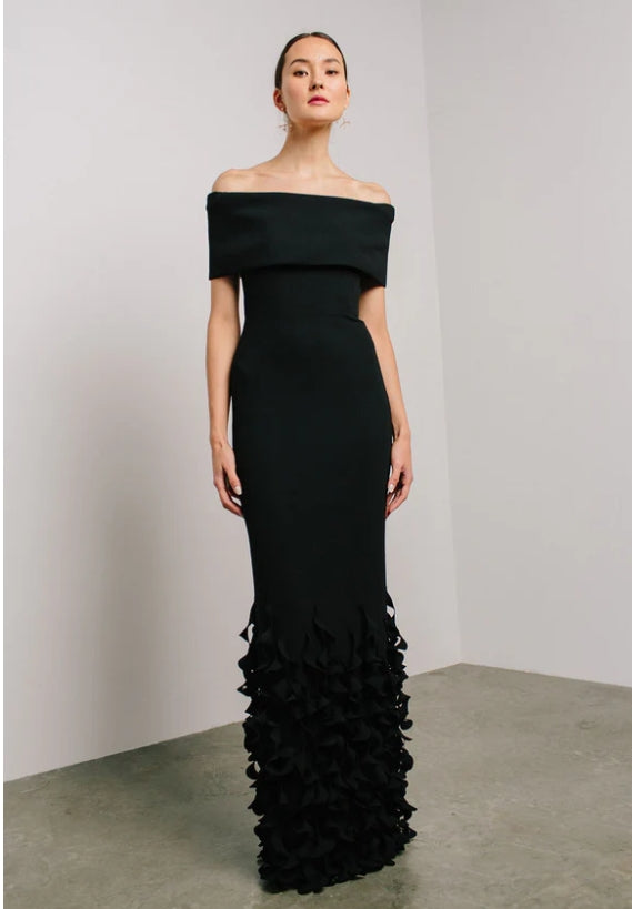 Catherine Regehr Off Shoulder Gown with Spiral Hem Shop Cindy Halle Catherine Regehr Off Shoulder Gown with Spiral Hem Shop Cindy Halle