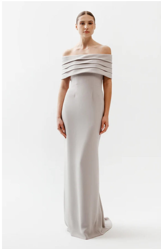 Catherine Regehr Off Shoulder Pleat Collar Gown Shop Cindy Halle Catherine Regehr Off Shoulder Pleat Collar Gown Shop Cindy Halle