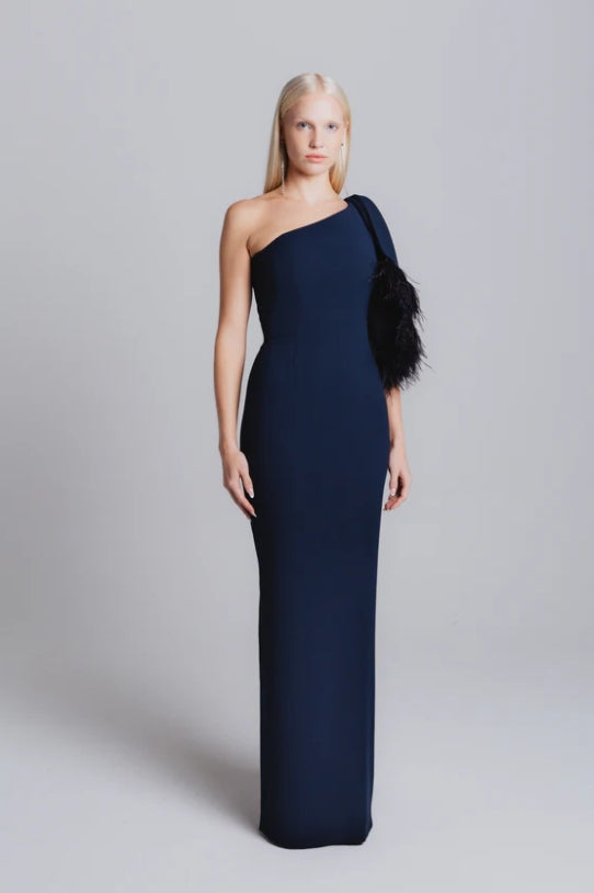 Catherine Regehr One Shoulder Gown with Feather Bow – Shop Cindy Halle