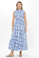Oliphant Sleeveless Smocked Maxi- Toscana Blue