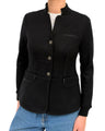 BLAZER WITH LEATHER ACCENTS: BLACK