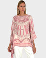 CASHMERE PRINTED PONCHO: FIRENZE: PINK