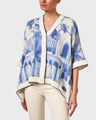 CASHMERE PRINTED PONCHO : ROMA: BLUE CASHMERE PRINTED PONCHO : ROMA: BLUE