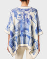 CASHMERE PRINTED PONCHO : ROMA: BLUE CASHMERE PRINTED PONCHO : ROMA: BLUE
