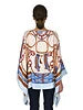 CASHMERE PRINTED PONCHO: STIRRUPS: FOG BLUE